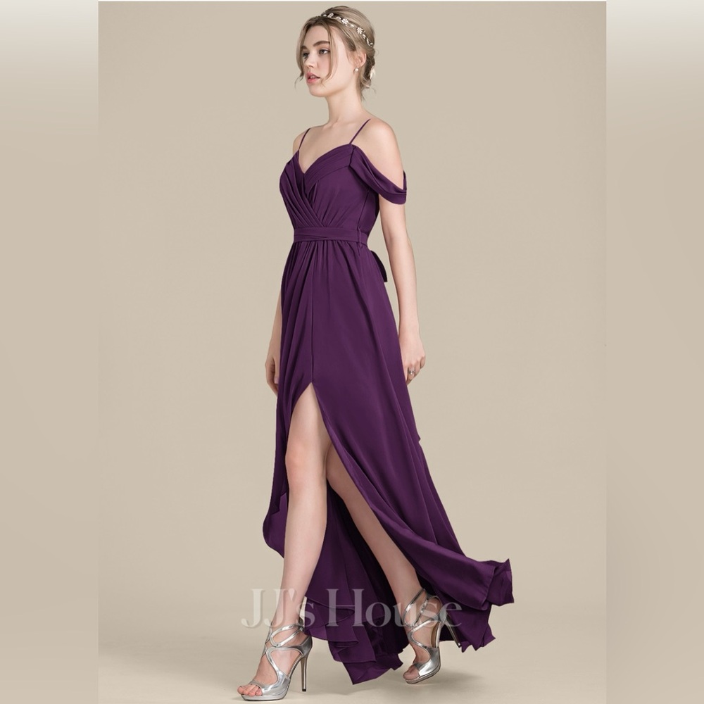 JJ’s House Chiffon Bridesmaid Dress in Grape- M - Picture 2 of 7